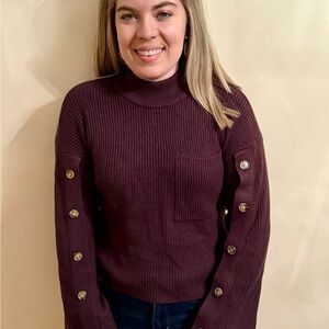 Women's Brown Sweater with Button Detail